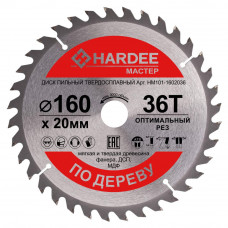 Диск пильный по дереву (160x20 мм, 36 зубьев) HARDEE HM101-1602036