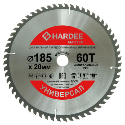 Диск пильный универсальный (185x20 мм, 60 зубьев) HARDEE HM102-1852060