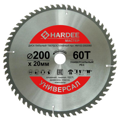 Диск пильный универсальный (200x20 мм, 60 зубьев) HARDEE HM102-2002060