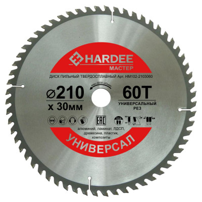 Диск пильный универсальный (210x30 мм, 60 зубьев) HARDEE HM102-2103060