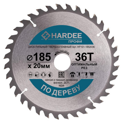 Диск пильный по дереву (185x20 мм, 36 зубьев) HARDEE HP101-1852036