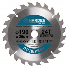Диск пильный по дереву (190x20 мм, 24 зуба) HARDEE HP101-1902024