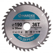 Диск пильный по дереву (190x30 мм, 36 зубьев) HARDEE HP101-1903036