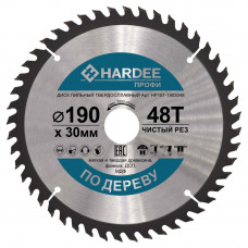 Диск пильный по дереву (190x30 мм, 48 зубьев) HARDEE HP101-1903048