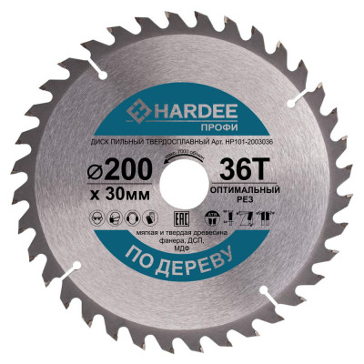 Диск пильный по дереву (200x30 мм, 36 зубьев) HARDEE HP101-2003036