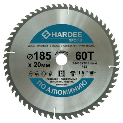Диск пильный по алюминию (185x20 мм, 60 зубьев) HARDEE HP104-1852060
