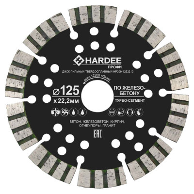 Диск алмазный турбо-сегментный по железобетону (125x22,23 мм) HARDEE HP209-1252210